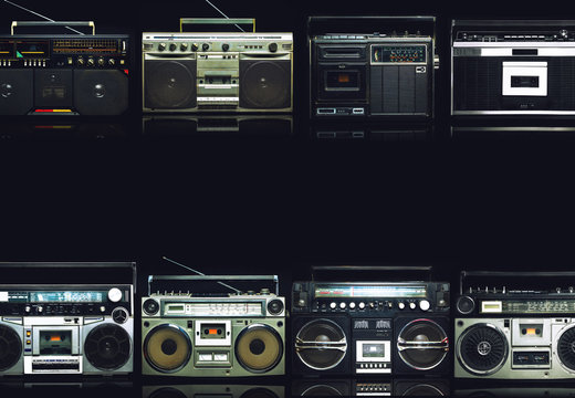 Vintage frame of radio boombox of the 80s