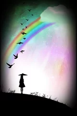 Foto op Canvas Beyond the Rainbow cartoon character in the real world silhouette art photo manipulation © Nig3la