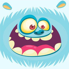 Cartoon yeti face. Vector bigfoot snowman. Design for t-shirt print, sticker or illustration 