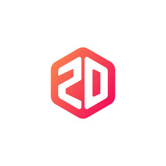 Initial letter zo, rounded hexagon logo, gradient red orange colors	
 
