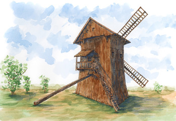Post mill (earliest type of European windmill) © Pawel Burgiel