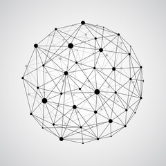 Vector wireframe connecting earth sphere. Globe connection concept. Globe structure connect, illustration of globe network