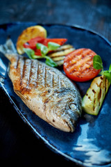 Grilled Fish dish - roasted fish and vegetables jpg