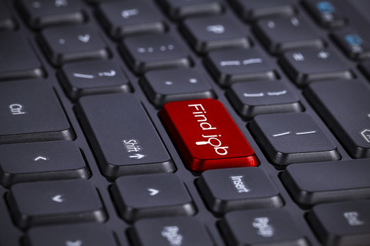 Red Find job enter key button at computer keyboard