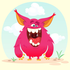 Cartoon angry monster. Vector illustration isolated on simple background