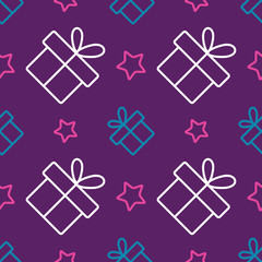 Materiał do szycia gift present with stars color line pattern