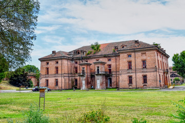 Abandoned and ruined buildings of the ancient damaged Cittadella of Alessandria in Italy. HDR effect.