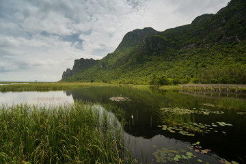 Mountain with lake in Sam Roi Yod National Park, Prachuap Khiri Khan, Thailand. 