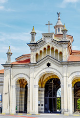 Fototapeta premium The main entrance of the ancient monumental cemetery of Alessandria in Italy. HDR effect.