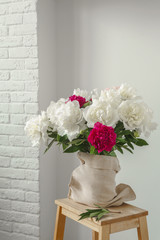 Lush bouquet of peonies