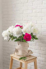 Fototapeta premium Still life. Bouquet of peonies.