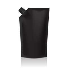Black blank plastic stand up pouch with spout