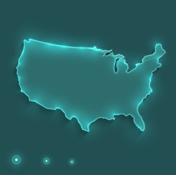 USA map light neon vector