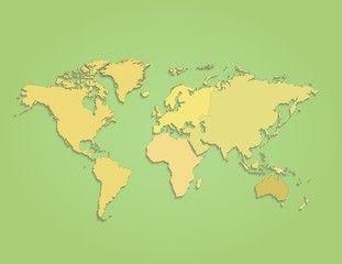 world map continents green yellow vector separate