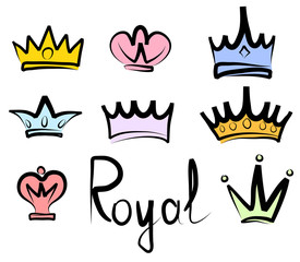 Hand drawn crowns logo and icon collection © pukach2012
