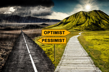 Optimist vs. Pessimist - obrazy, fototapety, plakaty