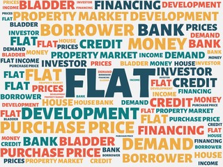 Fototapeta premium FLAT - image with words associated with the topic PROPERTY BUBBLE, word, image, illustration