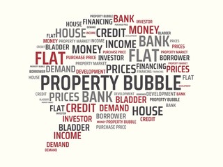 PROPERTY BUBBLE - image with words associated with the topic PROPERTY BUBBLE, word, image, illustration