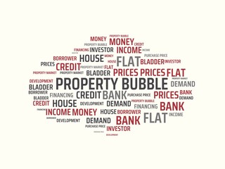 PROPERTY BUBBLE - image with words associated with the topic PROPERTY BUBBLE, word, image, illustration