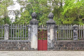 Red door in the garden