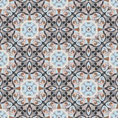 Papier Peint photo autocollant Tuiles marocaines Motif oriental abstrait. Motif symétrique sans couture de tourbillons, de lignes et d& 39 étoiles. Illustration vectorielle.