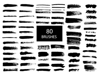 Painted grunge stripes set.