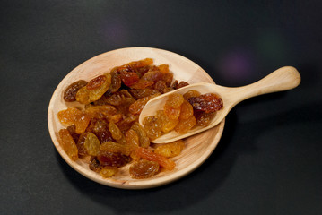 Raisin with black background