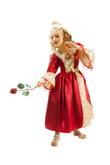 Charming Princess Showing Red Rose