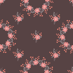 Simple cute pattern in small-scale flowers. Mandala millefleurs. Floral seamless background for textile or book covers, manufacturing, wallpapers, print, gift wrap and scrapbooking.