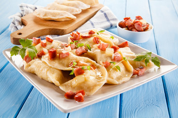 Cheese noodles on wooden background