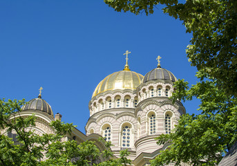 Fototapeta na wymiar The Nativity of Christ Cathedral, Riga, Latvia 