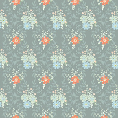 Elegant gentle trendy pattern in small-scale flower. Millefleurs. Liberty style. Floral seamless background for textile, cotton fabric, covers, manufacturing, wallpapers, print, gift wrap and scrapboo