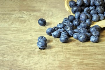 Blueberries on wooden table