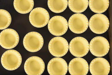 Tasty several baked tarts for caramel custard