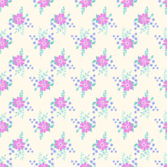 Elegant gentle trendy pattern in small-scale flower. Millefleurs. Liberty style. Floral seamless background for textile, cotton fabric, covers, manufacturing, wallpapers, print, gift wrap and scrapboo