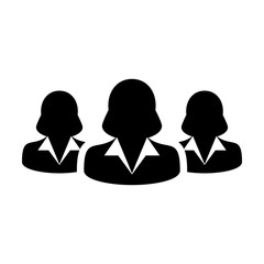 Obraz na płótnie Canvas Group Icon Vector People for Business Team Management Female Person Avatar Symbol in Glyph Pictogram illustration