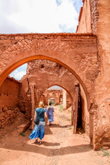 Tourist visiting kasbah