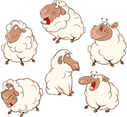 Naklejka premium Set of Cartoon Illustration.A Different Sheep for you Design. Cartoon Character