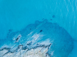 Aerial view of the tropical sea and the rock