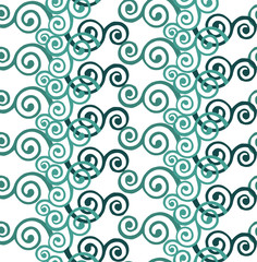 Hand drawn seamless pattern curls, waves. Decorative ornament backdrop for fabric, textile, wrapping paper