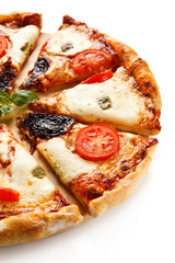 Pizza on white background