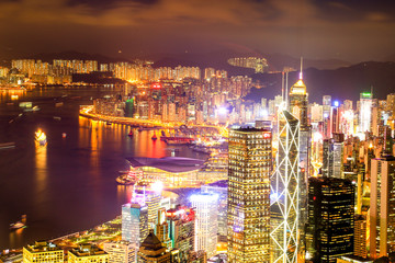 Fototapeta premium Hong Kong Victoria Harbor night view
