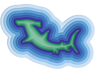 illustration of a layered fish in the ocean