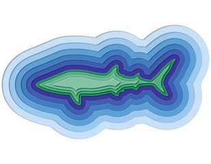 illustration of a layered fish in the ocean