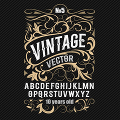 Vintage label font. Alcohol label style.