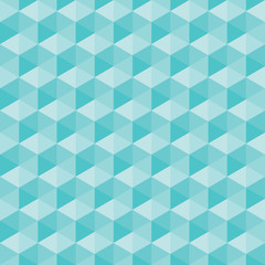 Blue, cyan triangle, pattern. Seamless vector design. Abstract background
