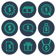 Set of icons about money with cifrao dollar symbols