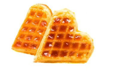 Waffle hearts isolated
