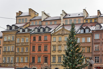 Fototapeta na wymiar Christmas Old Town market square in Warsaw, Poland.