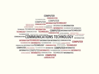 COMMUNICATIONS TECHNOLOGY - image with words associated with the topic COMMUNICATION TECHNOLOGY, word, image, illustration